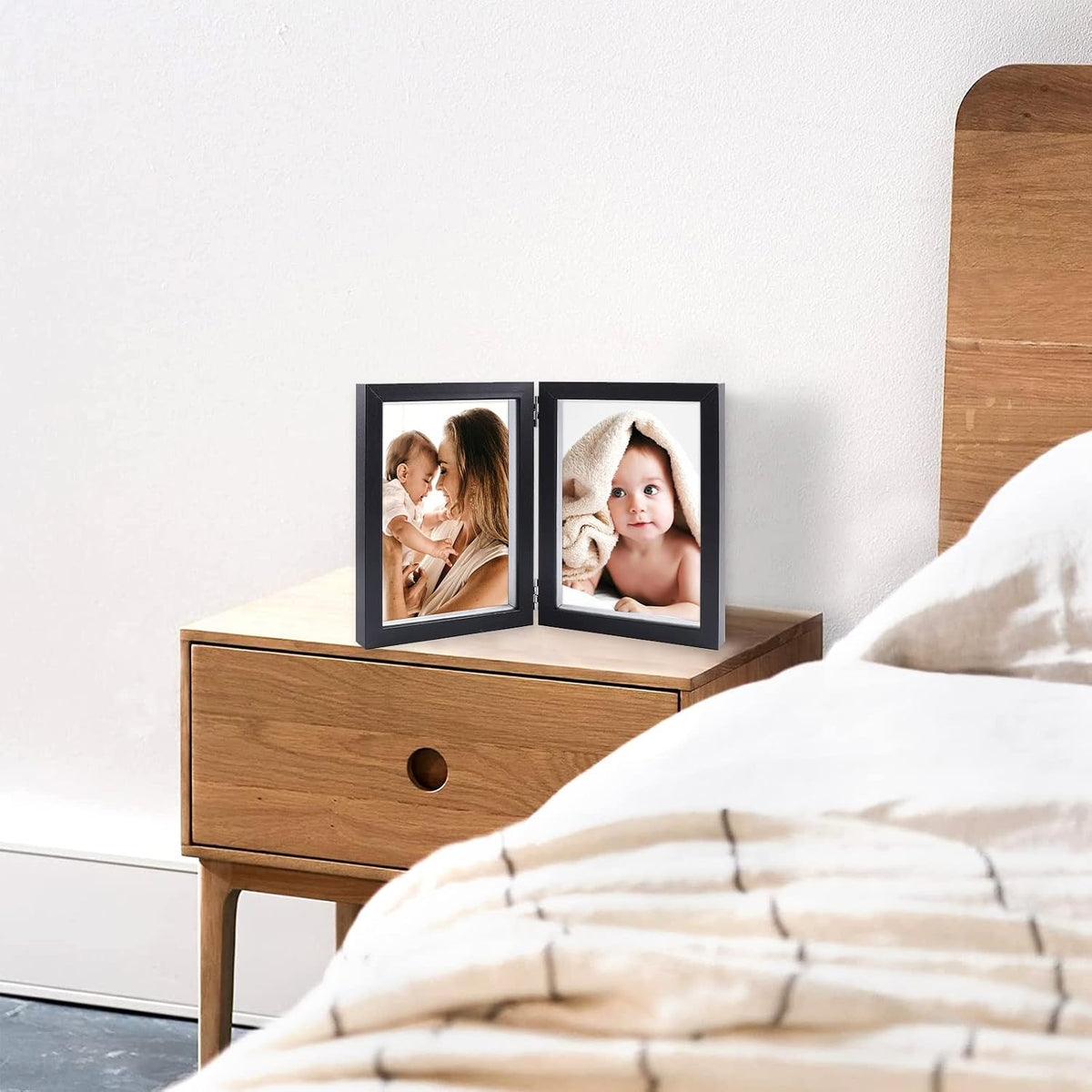 AVEAX Double 5x7 Picture Frame Black Wood Photo Frame Shadow Box Frame