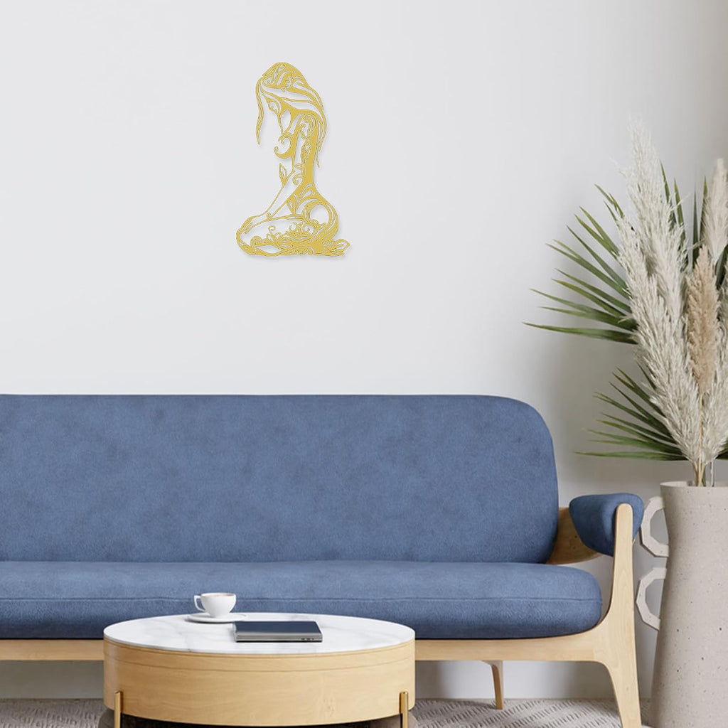 Xedatric Abstract Metal Wall Art Minimalist Line Sculpture for Home.Gold.