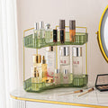 shuang qing 2-Tier Corner Bathroom Counter Organizer – Storage Shelf for Makeup, Perfume & Skincare, Space-Saving Countertop Tray Fits Bathroom, Dresser, Kitchen (Green)