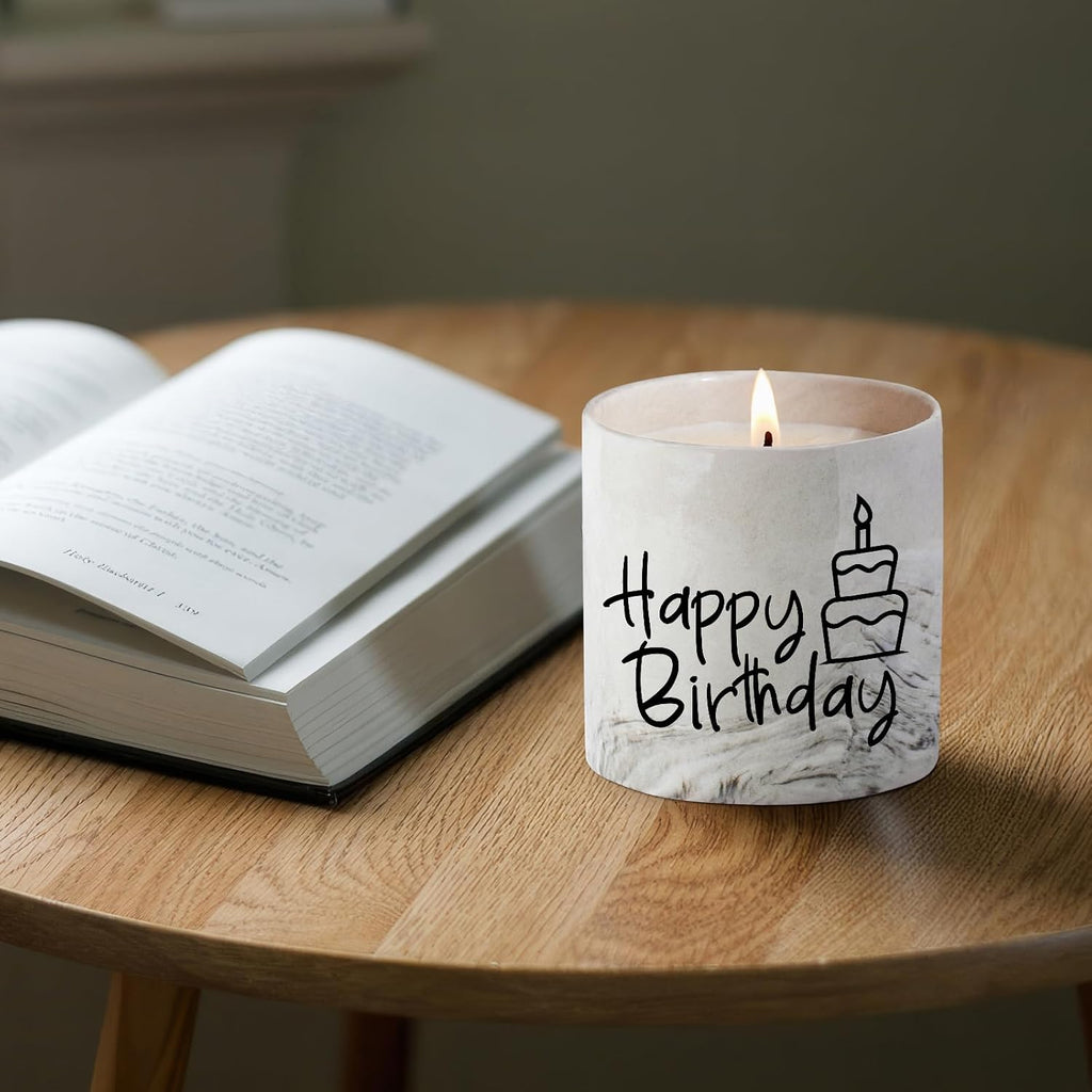 Happy Birthday Candle Gifts,6oz Lavender Scented Soy Wax Candle, Birthday Gifts for Women,Funny Candle Decor Ideas Unique Birthday Gift for Best Friend Girlfriend Teacher Boss Sister Bestie