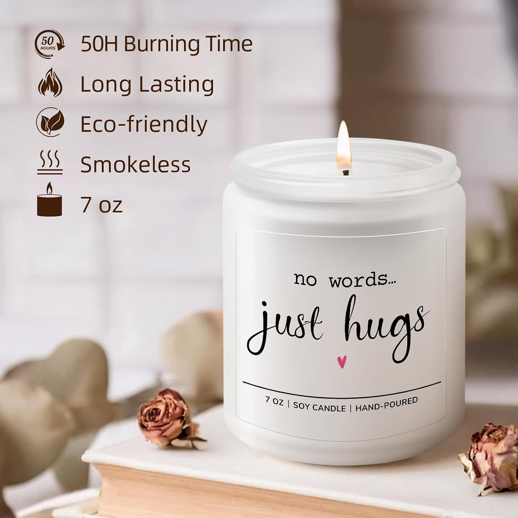 Sympathy Gifts for Loss of Loved One, No Words Just Hugs Candle, Lavender
