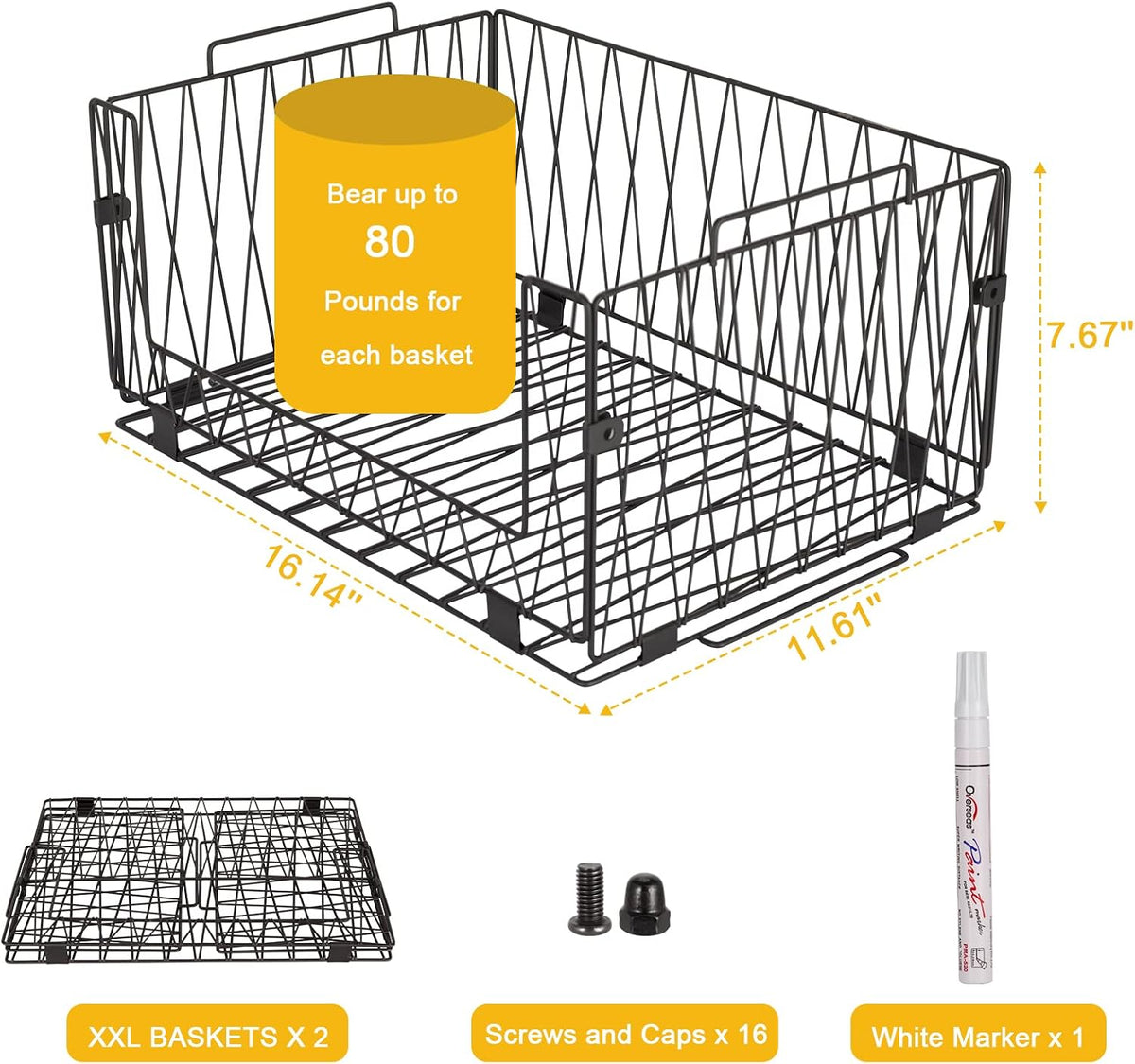 2 PACK XXL Stackable Wire Baskets for Pantry Organization and Storage