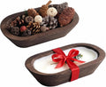 2 Pack 8.6" Hand Carved Paulownia Wood Dough Bowls for Candles