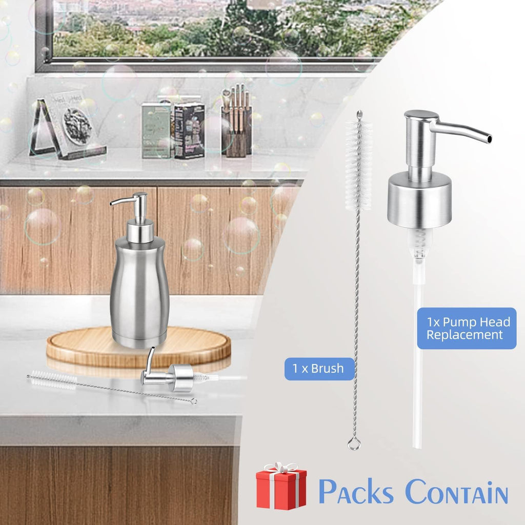 ARKTEK Stainless Steel Countertop Soap Dispenser 13.5 Oz - Rust and Leak Proof Liquid Hand Soap Pump, for Kitchen Sink, Countertops