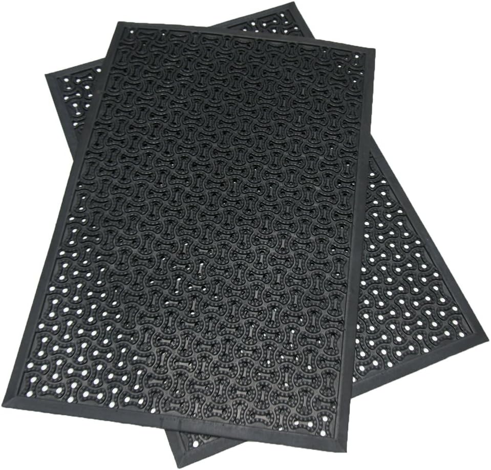 Rubber-Cal Dura-Scraper Drainage Commercial Door Mat - 3/8 in x 2 ft x 3 ft - Black Rubber Doormats