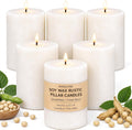 Soy Wax Cream White Pillar Candles,Non-Toxic, 2.8x4 Inch,6 Pack,330 H Burn