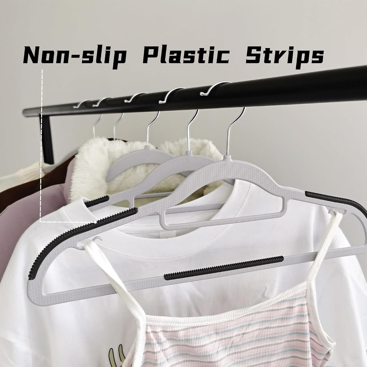 Plastic Clothes Hangers 30 Pack, Slim Space Saving Hangers with Anti-Slip Grip, 16.5 Inch Non Slip Coat Hangers with 360° Swivel Hooks for Shirts, Pants, Jackets & Closet Organization