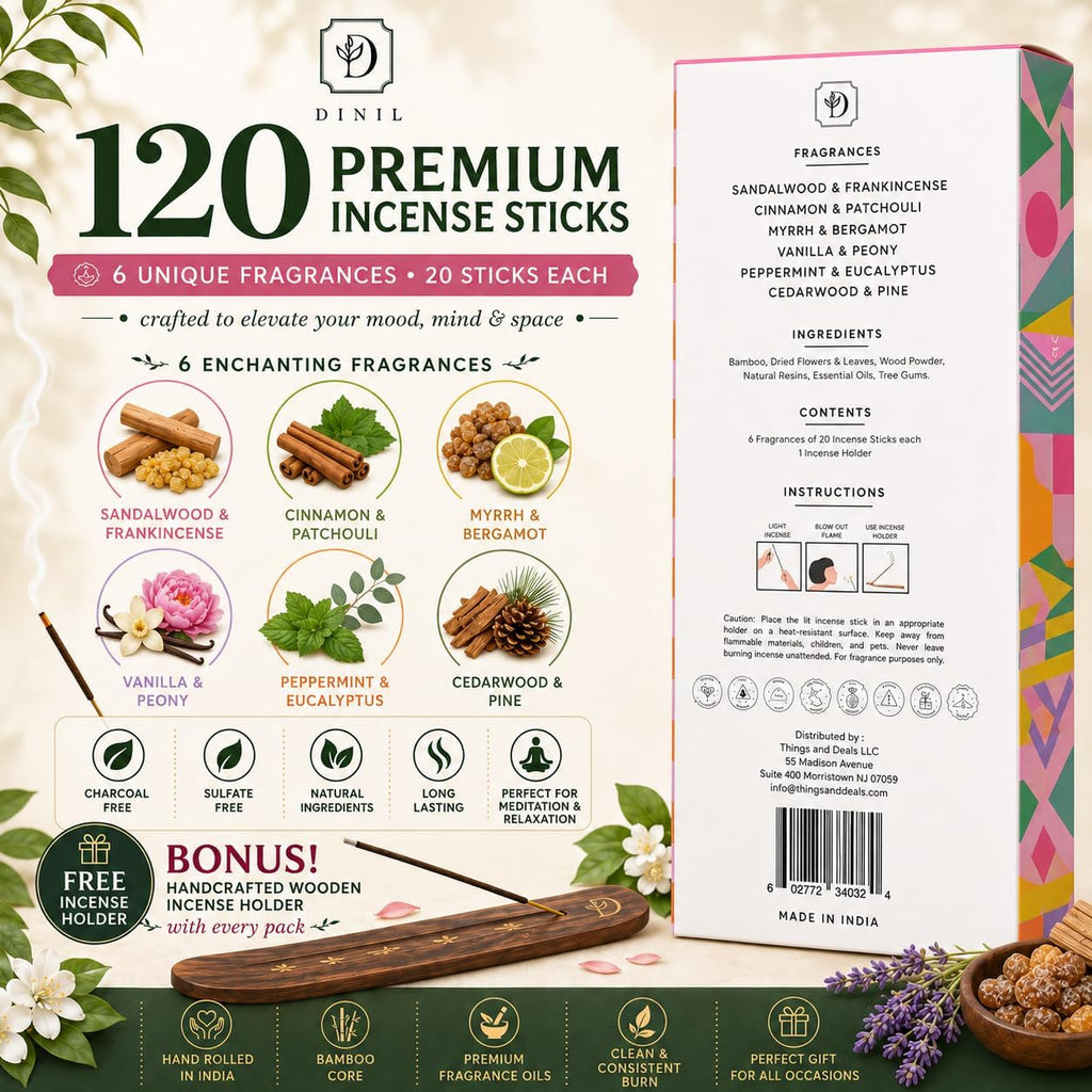 Dinil Prosperity Path Incense Sticks Gift Set, 6 Signature Blends