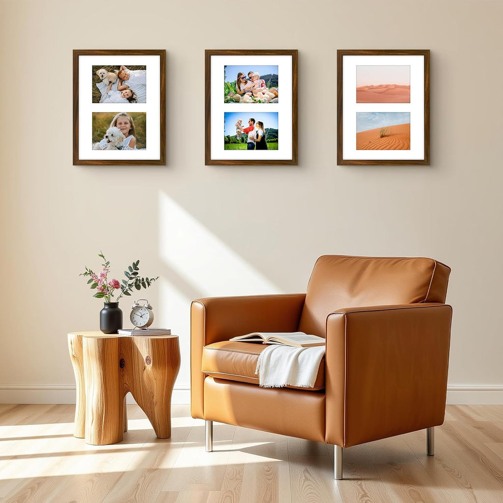 Golden State Art 11x14 Brown Wood Frame - for Two 5x7 Pictures, 1 Pack