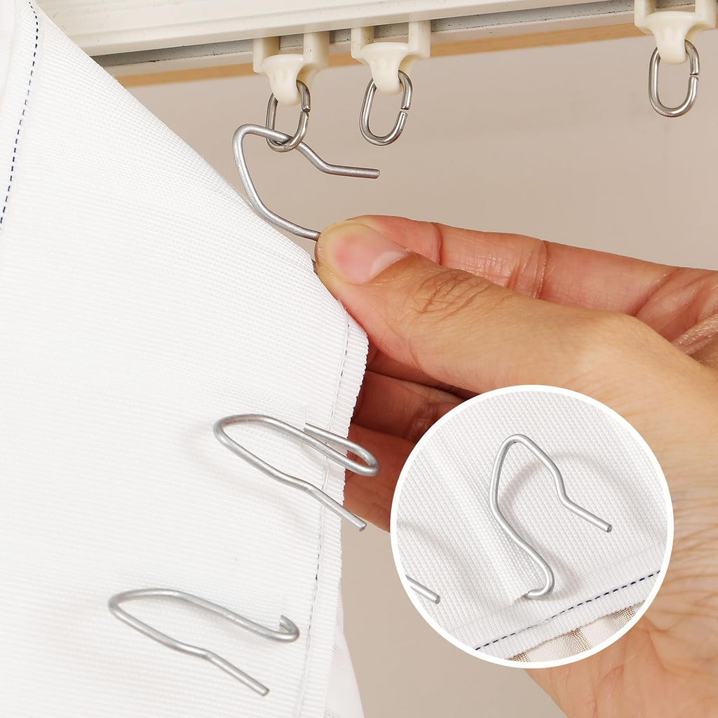 Outus 58 Pack Metal Curtain Hooks Pin-On Drapery 1.2x1,Matt Silver