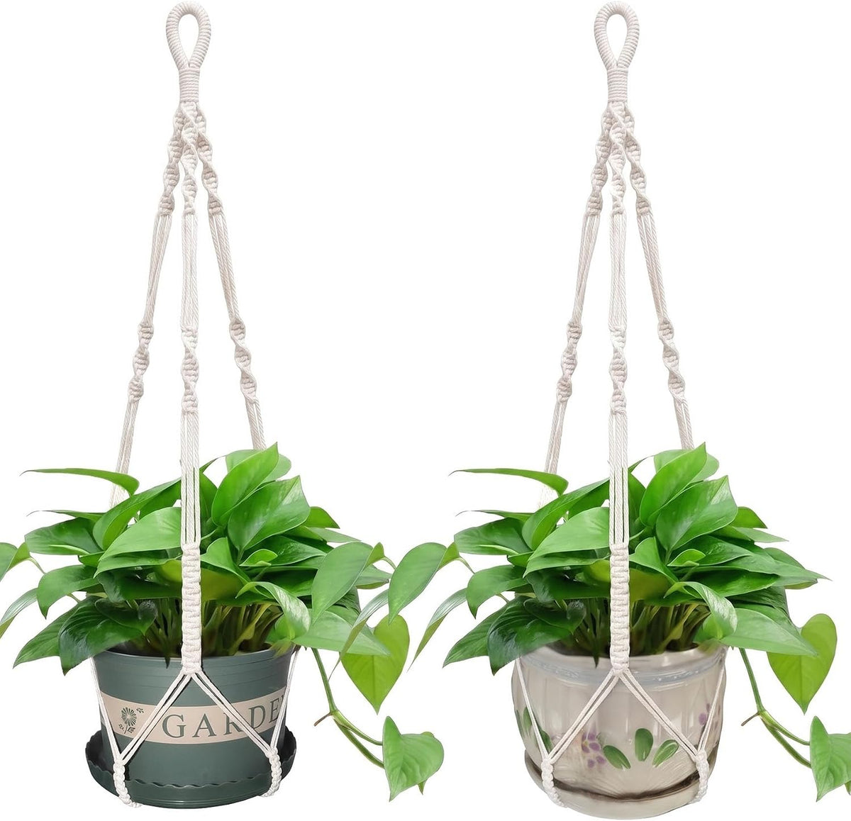 2 Pack Macrame Plant Hanger Large, 37.8 Inch Plant Hanger Indoor Outdoor