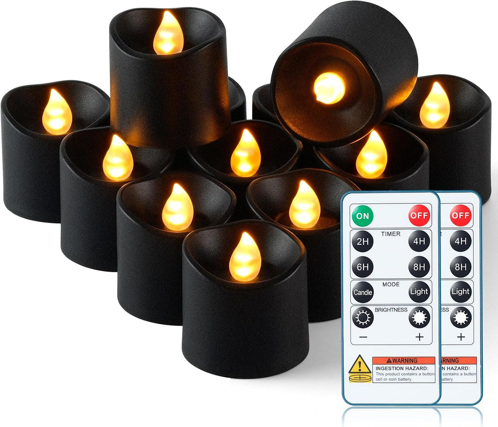 Homemory Black Flameless LED Votive Tealight Candles & Timer Remote, 24Pack