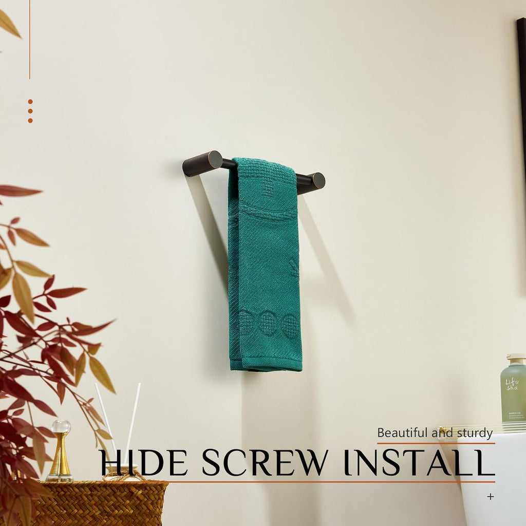 KOKOSIRI Bathroom Hand Towel Rings 9-Inch Hand Towel Holder Wall Mounted Bathroom Hardware Accessories Oil Rubbed Bronze Stainless Steel, B4007ORB-L9