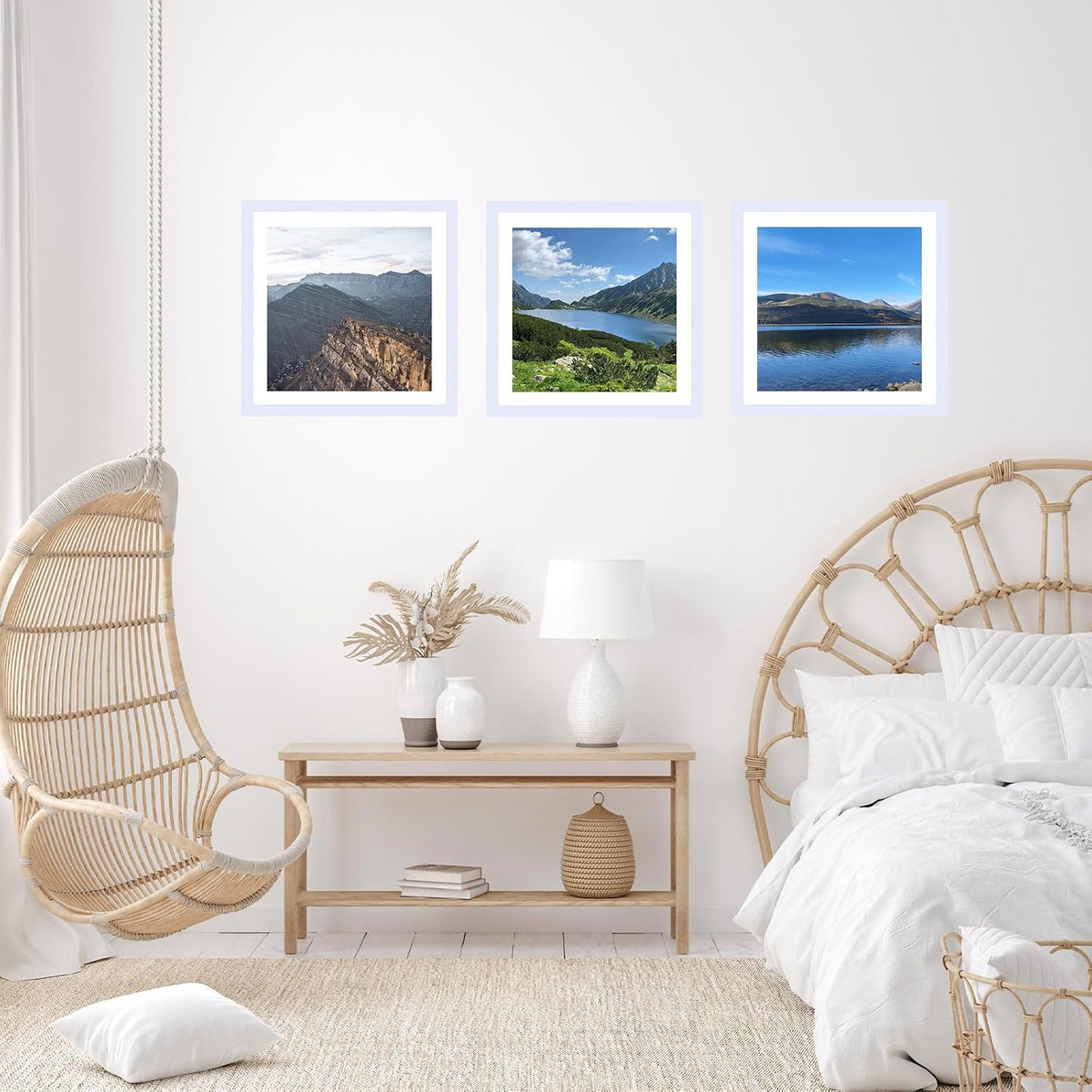 JCJMY 12x12 Picture Frame Set of 4 White with 10x10 Mat for 30 x 30cm Diamond Art Painting, Display Photo 12 x 12 Without Mat, Wall Hanging Large Frame with Plexiglass, 4 Pack