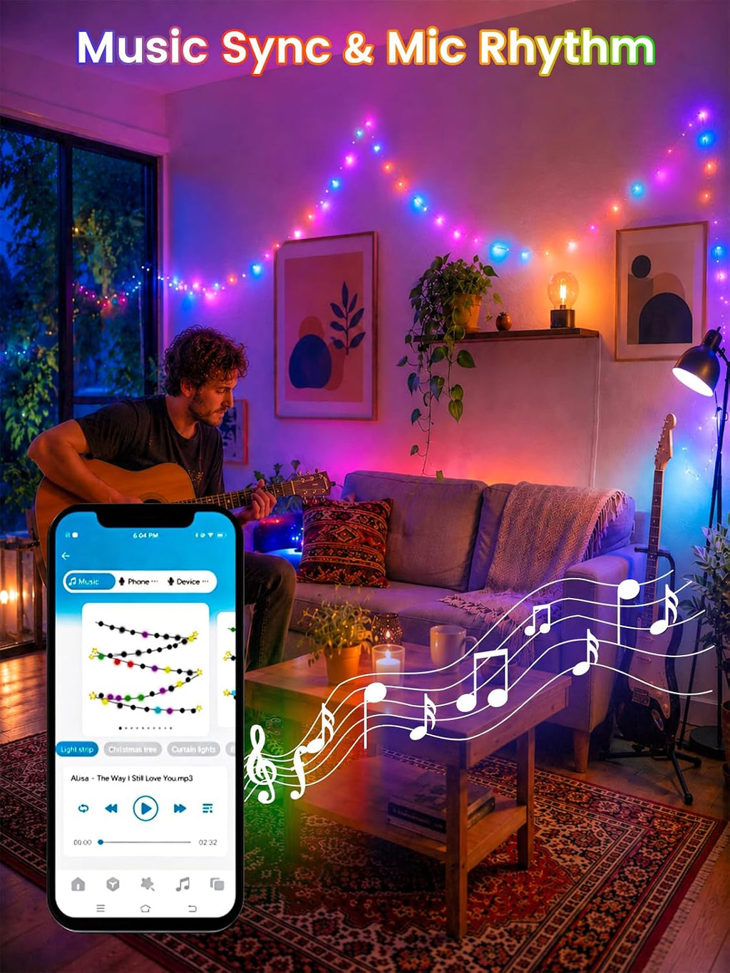 100 LED Smart Color Changing Halloween Fairy Lights App Control with Remote