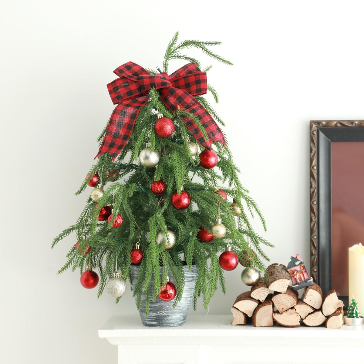 HipTree 30ct 1.18 Inch Red Gold Mini Ornaments, Xmas & Halloween Tree Decor