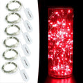 CYLAPEX 6 Pack Fairy Lights Battery Operated 7ft 20 LED Mini String Lights Silver Wire Firefly Starry Moon Twinkle Lights for Wedding Mason Jars Party Christmas Centerpiece Table Decorations, Red
