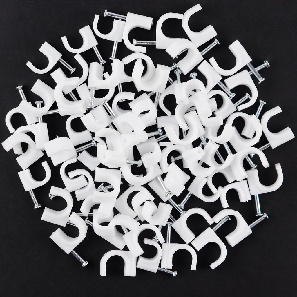 200 Pcs Cable Clips & Wire Clips,8mm/10mm Cable Clamps,Cord Clips,Tacks Cable Nails,Cable Cord Holder - for Ethernet Cables,Speaker Wire, Electrical Wire,Coax Cable,Wall Cord Management