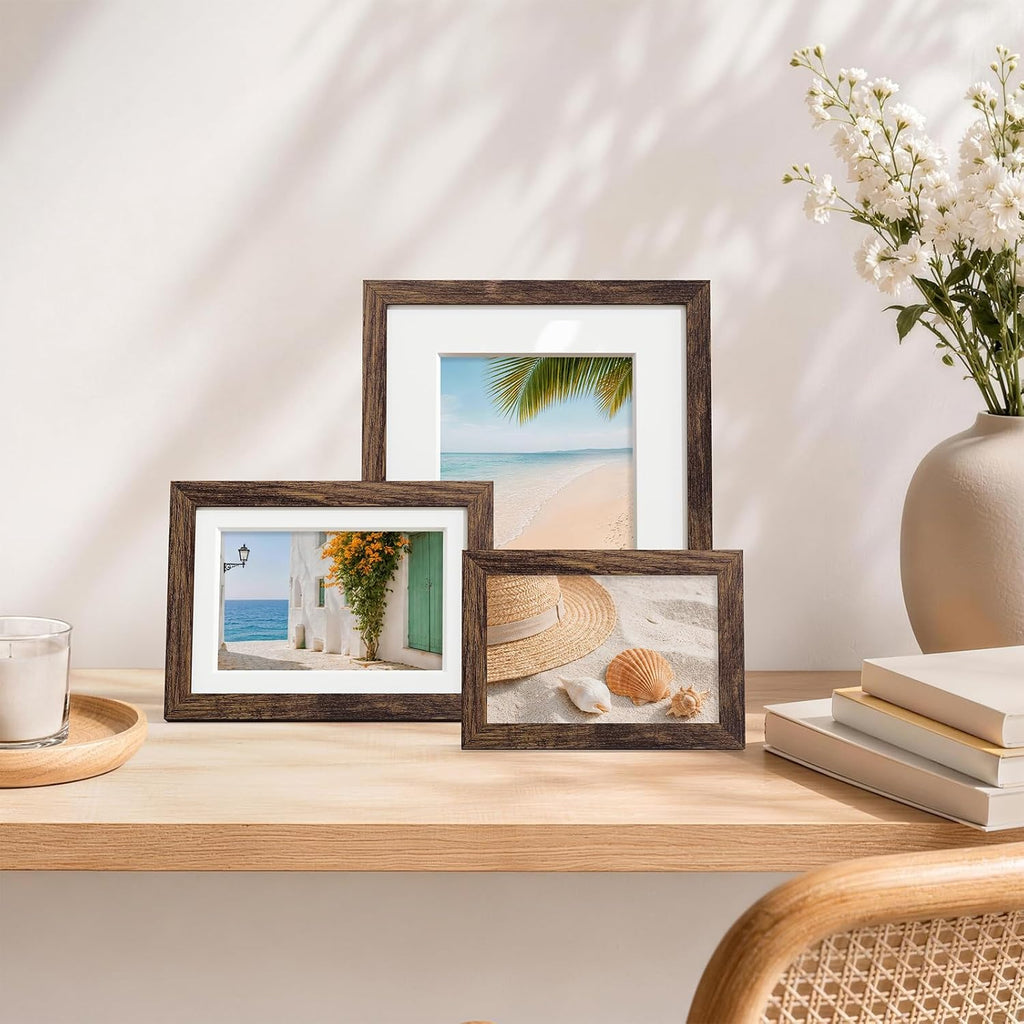 decorUhome Picture Frames Set of 20 for Wall and Tabletop Display, Brown