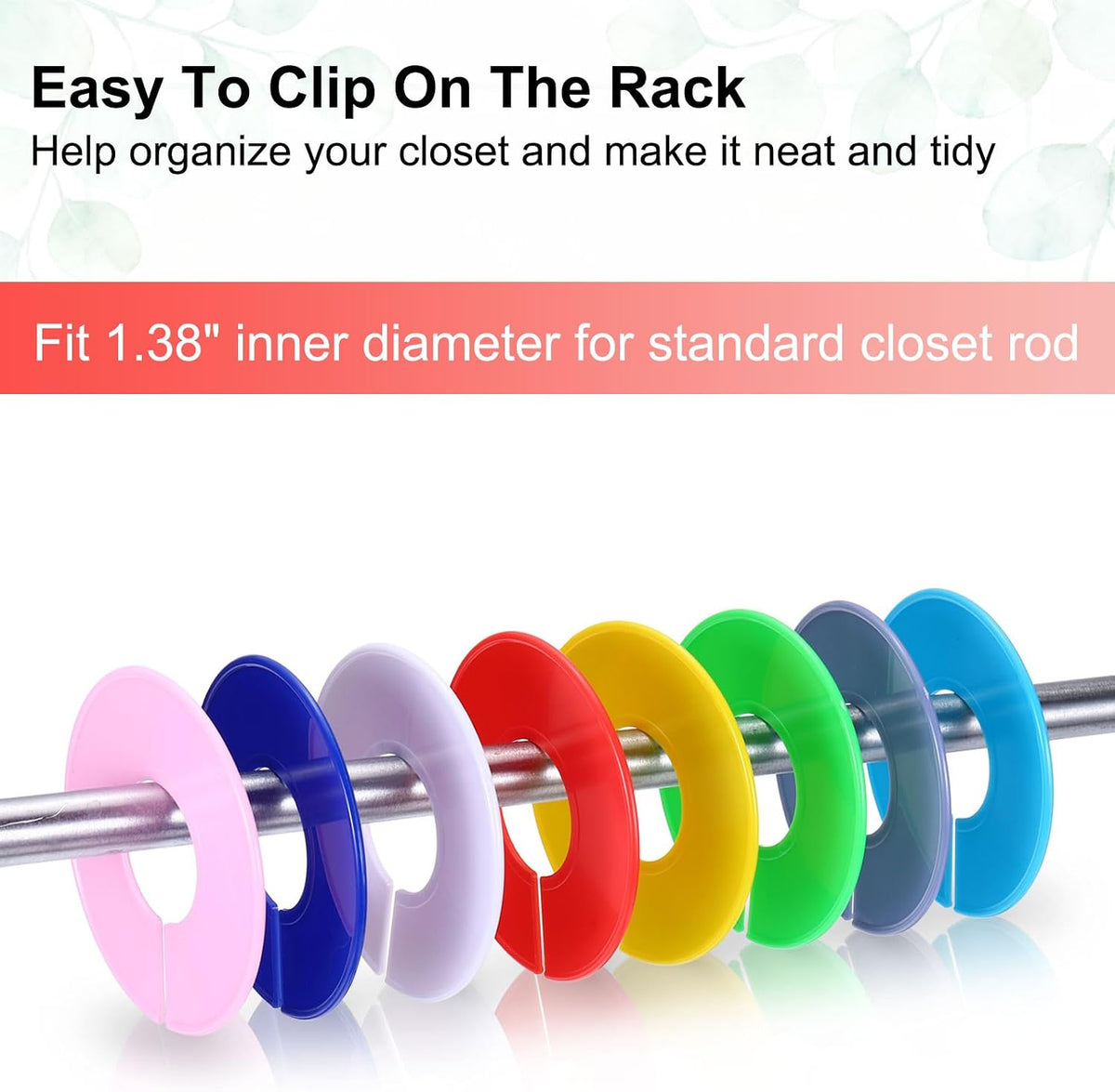 uxcell 10Pcs Clothes Dividers Round Closet Rack Dividers 5 Colors