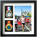Black A4 Medal Shadow Box Frame 2 Medals Photos Marathon Military Display