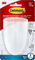 Command Bath Razor Holder, Clear Frosted, 1-Holder, 1- Water-Resistant Strip, Organize Damage-Free