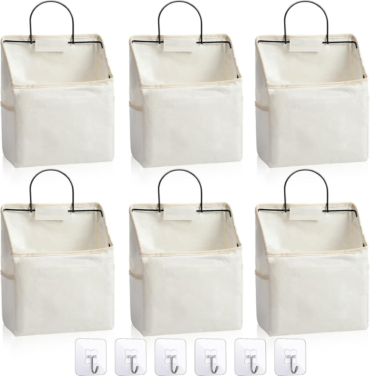 Chumia 6 Pack Wall Hanging Storage Basket Closet Hanging Storage Bag, White