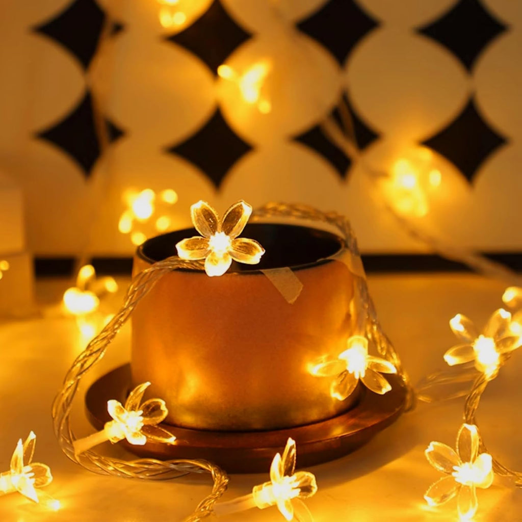 10ft 30 LED Fairy Flower String Lights Battery & USB Operated (Warm White)