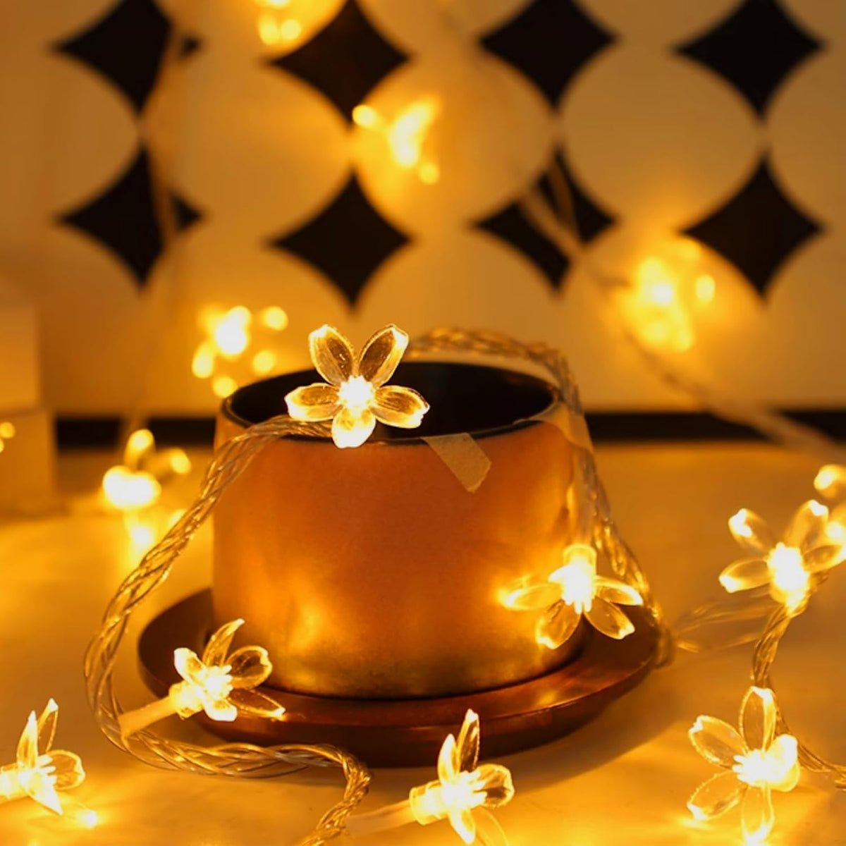 10ft 30 LED Fairy Flower String Lights Battery & USB Operated (Warm White)