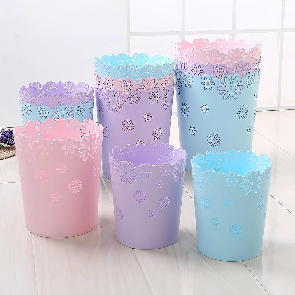 Small Blue Trash Can Wastebasket 3.6 Gallon Bathroom Garbage Can