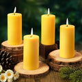 4 Pack Natural Beeswax Pillar Candles, Organic Unscented Candles