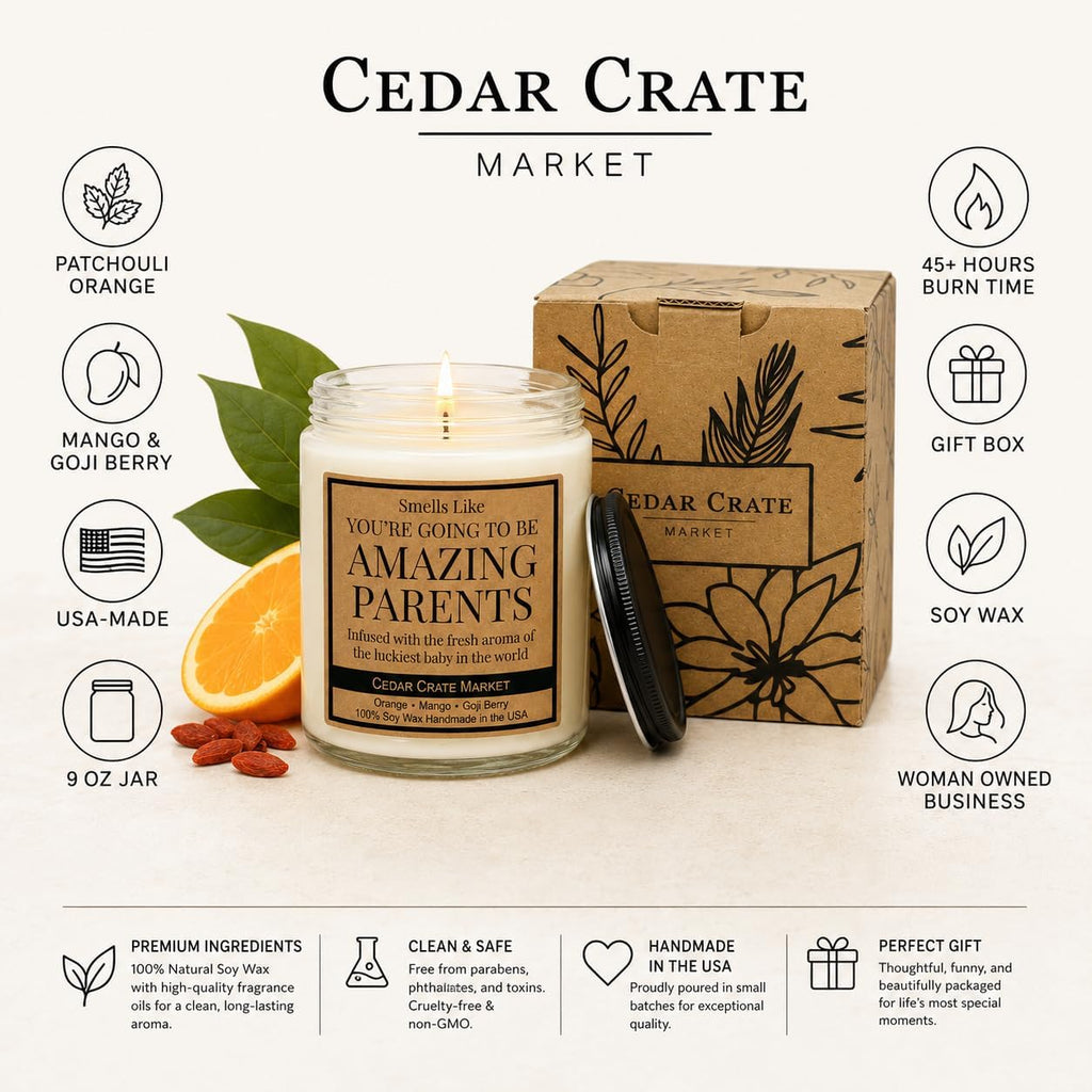 Expectant Parents Gifts - Baby Congratulations Candle - 100% Soy Wax