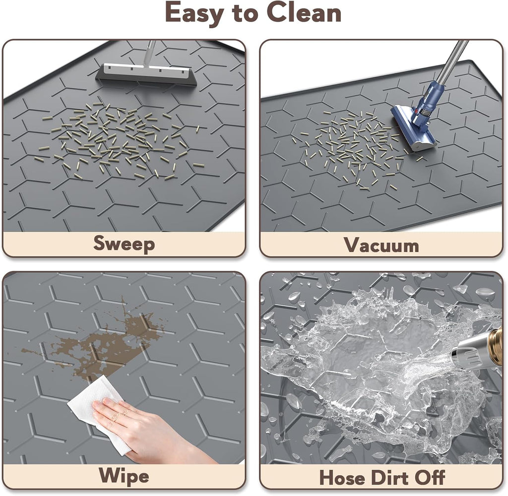 Garoopion Silicone Cat Litter Mat Large 40" X 28", Easy to Clean, Dark Gray