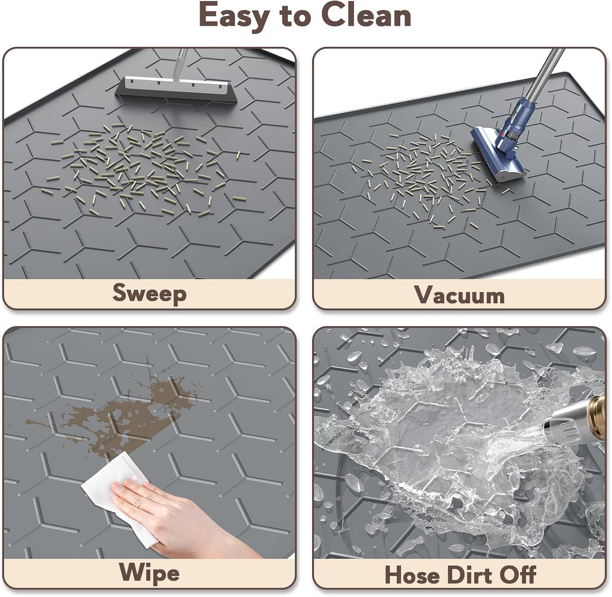 Garoopion Silicone Cat Litter Mat Large 40" X 28", Easy to Clean, Dark Gray
