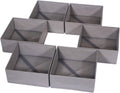 DIOMMELL 6 Pack Foldable Cloth Storage Box Closet Dresser Drawer Organizer Fabric Baskets Bins Containers Divider for Clothes Underwear Bras Socks Lingerie Clothing, M Grey 600