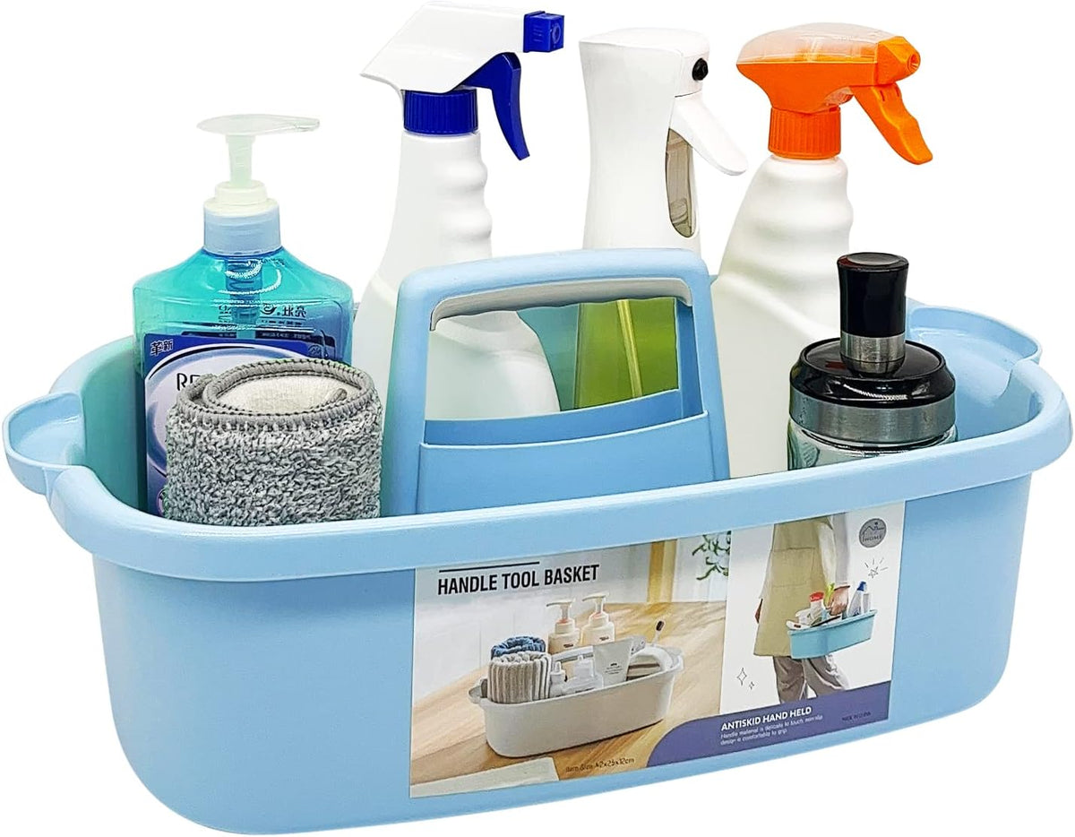 Goderewild Cleaning Caddy with Handle, Shower & Under Sink Basket, Blue