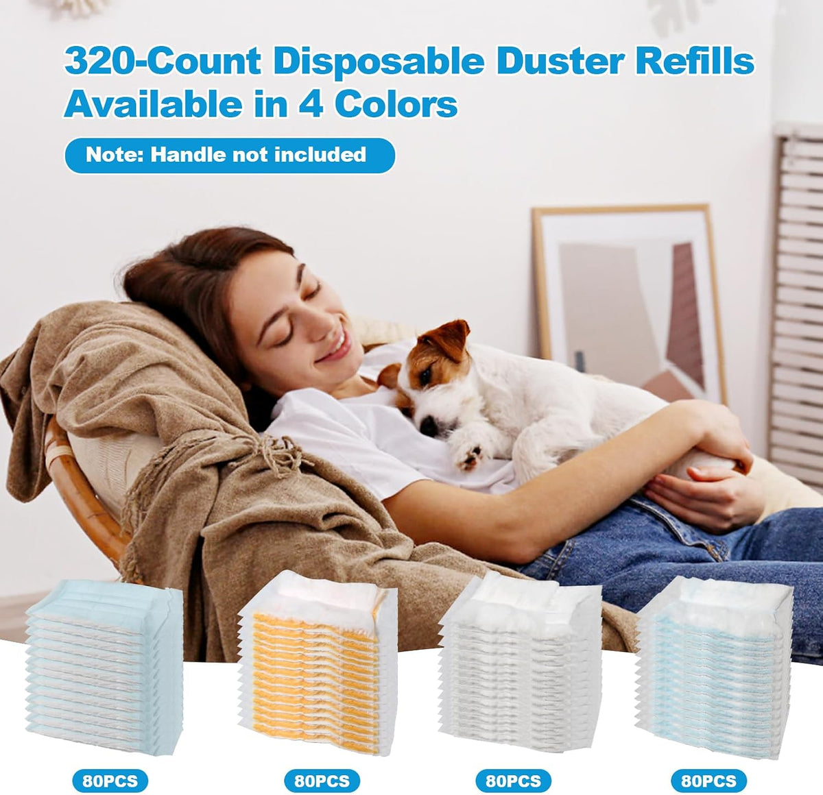 320 Pcs Disposable Dusters Refills for Cleaning, Bright Colors