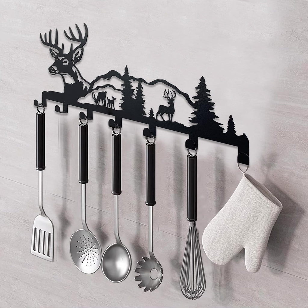 Key Holder for Wall Decorative, Metal Key Holder, Key Organizer for Wall Mount, Hanging Key Rack with 7 Hooks, Key Hooks for Hallway Entryway Office Kitchen Farmhouse (Deer)