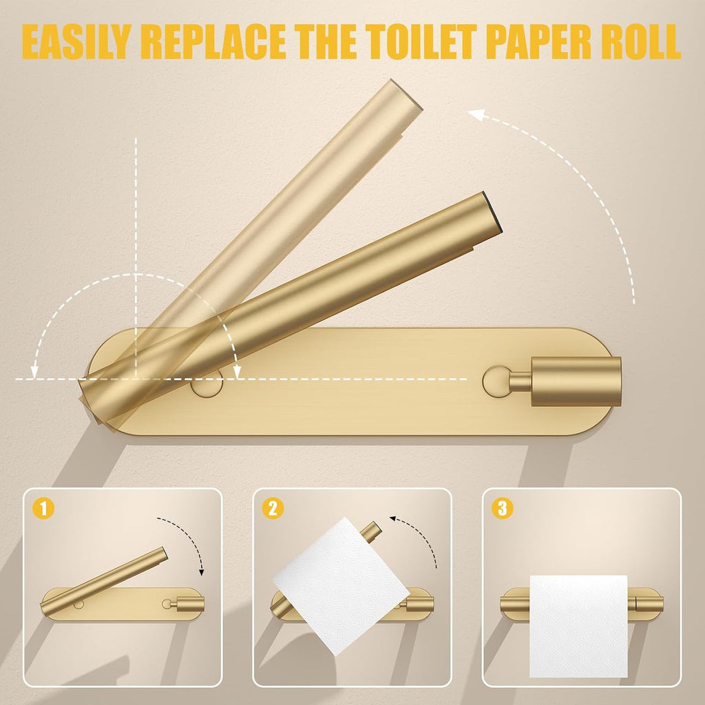 BESy Toilet Paper Holder, Bathroom Tissue Holder Wall Mount Brushed Gold