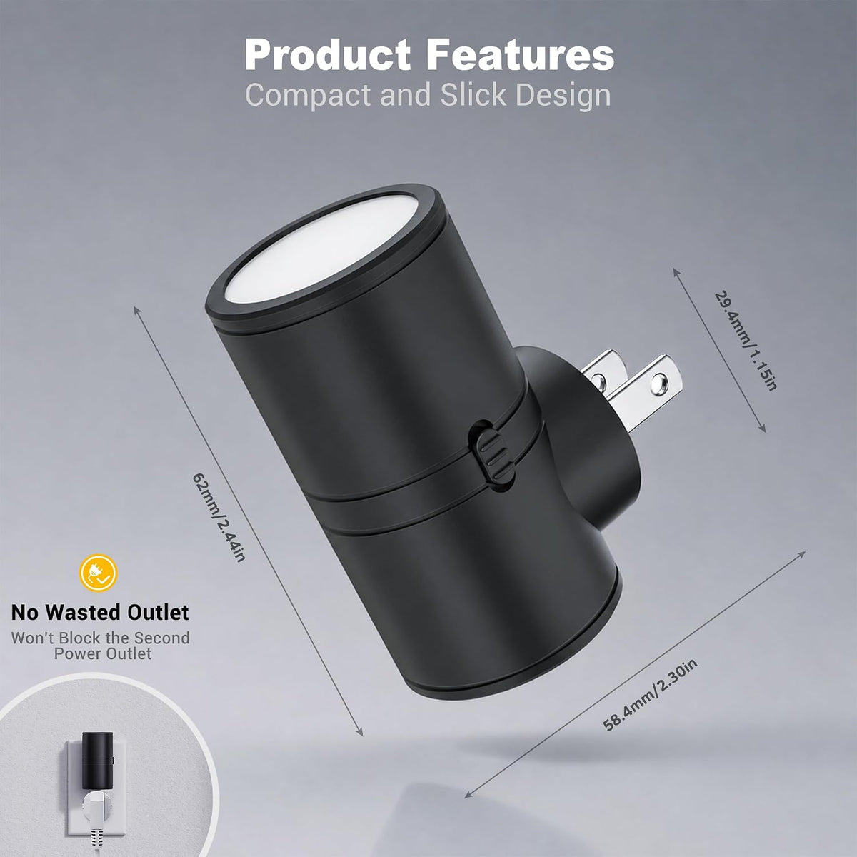 JandCase LED Night Light Plug in,Rotating Night Lights Plug into Wall Amber
