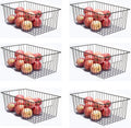 6 Pack Freezer Organizer Bins - Stand up Freezer Organizers for 16 Cu.Ft Upright Freezer, Easily Get Food Improve Air Circulation, Wire Storage Baskets, Black