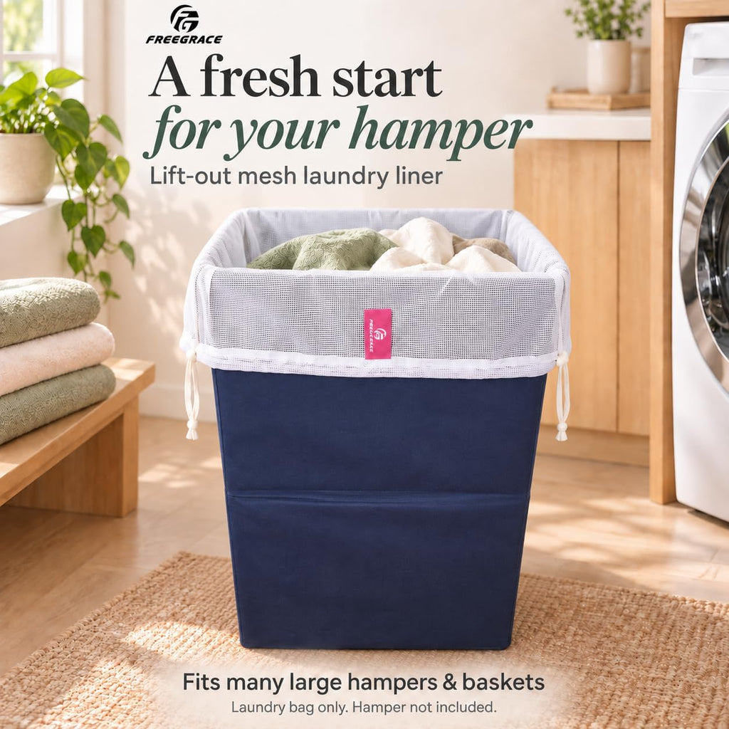 Freegrace Extra Large Mesh Laundry Bag, Heavy Duty Drawstring Hamper Liner