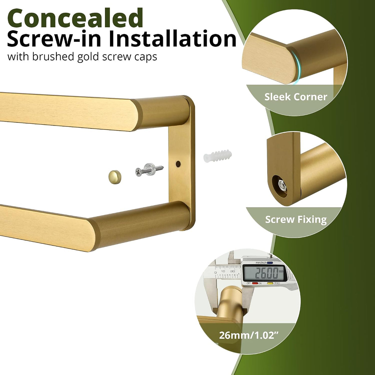 SAYAYO Double Towel Bar for Bathroom Wall, 2 Tier 24 Inch Gold Towel Rack