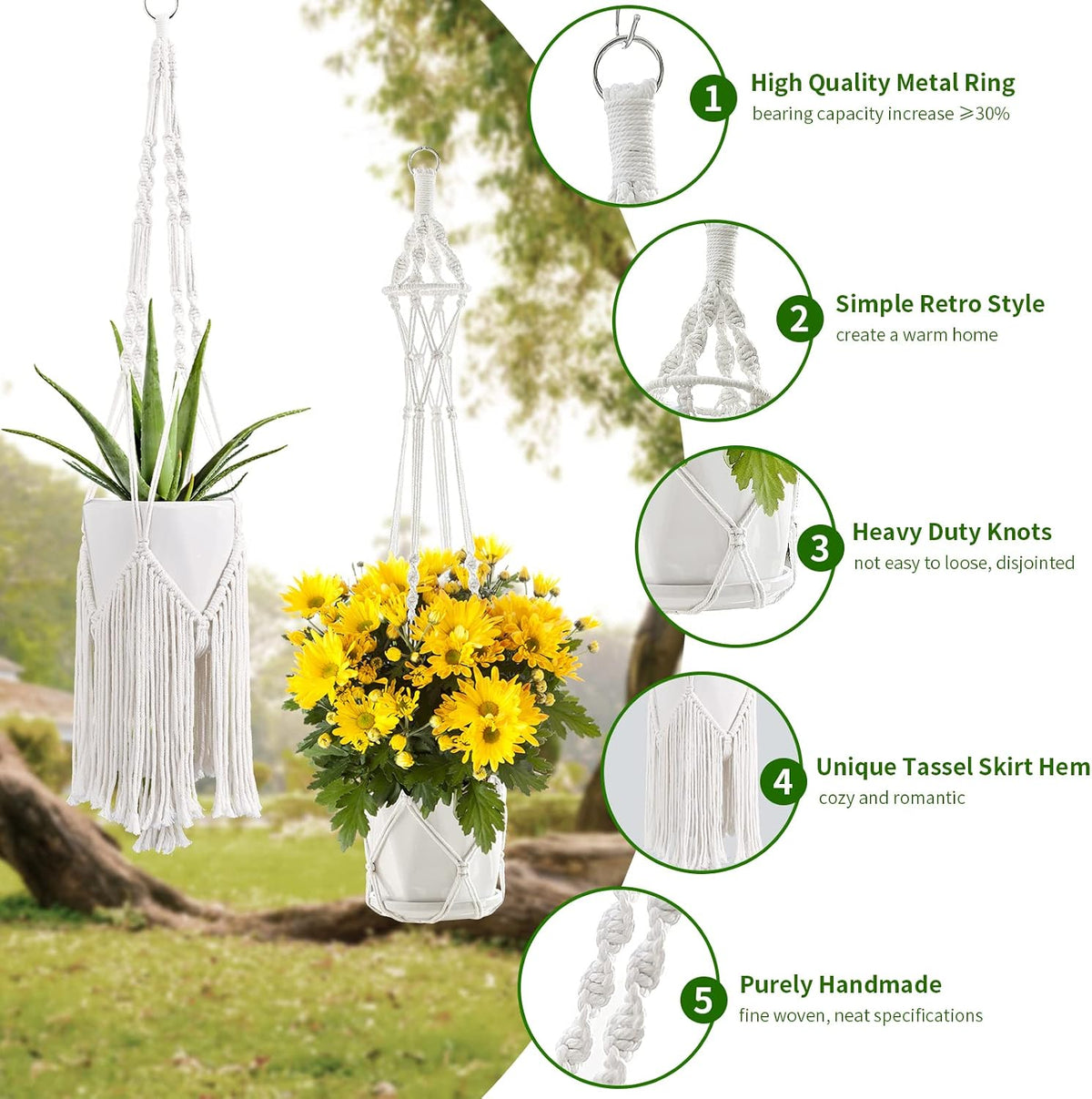 SFENNGPET Macrame Plant Hangers, 6Pack Hanging Planters for Indoor Plants