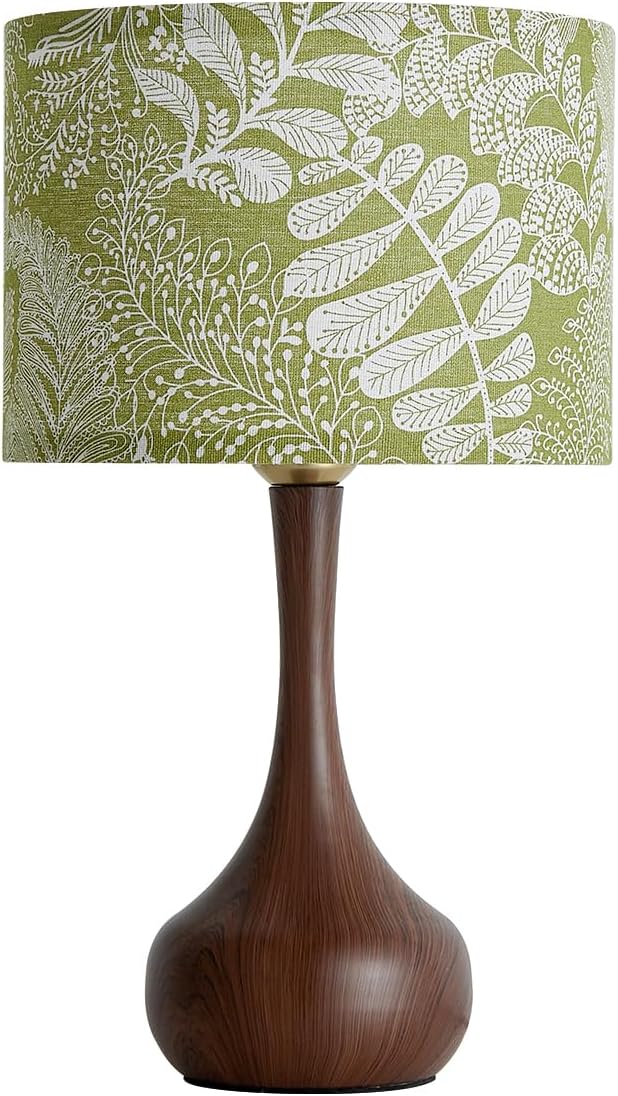 17" Small Green Shade Red Brown Table Lamp for Bedroom Living Room