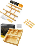 SpaceAid Bamboo Drawer Dividers with Inserts and Labels, 4 Dividers with 9 Inserts (17-22 in), Bag Storage Organizer (4 Pack)