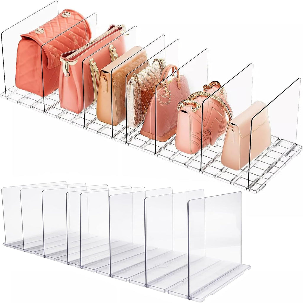 Adjustable Shelf Divider for Closet, Clear Purse Organizers for Closet Acrylic Handbag Separators Storage Shopping Gift Bag Organizer Bookshelf Separator Dividers in Bedroom, Office