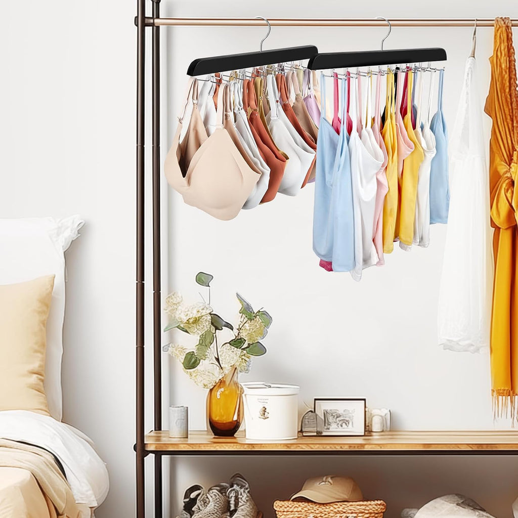 Resovo Tank Top Hanger with Premium Wood, 24 Large Capacity, Space Saving,360 Degree Rotating, Foldable Metal Hooks, Tank Tops