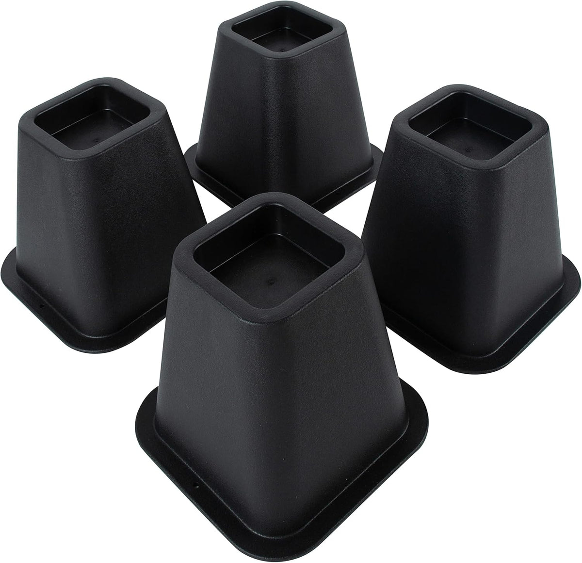 Simplify 2 Pack 6 inch 4 Pack Bed Risers | Raises Bed 6 Inches | Bedroom Storage | Easy to Use | Black