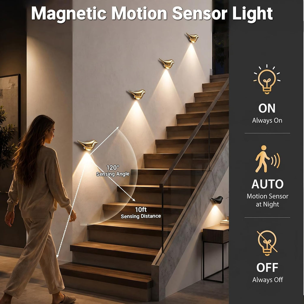 Motion Sensor Wall Light: Cute Bird Rechargeable Lights 2 Pack
